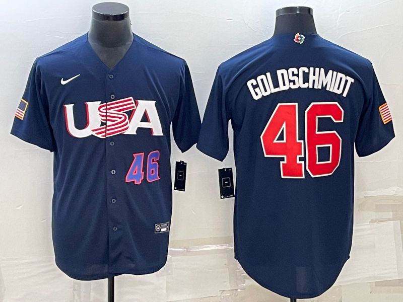 Men 2023 World Cub USA #46 Goldschmidt Blue Nike MLB Jersey4->more jerseys->MLB Jersey